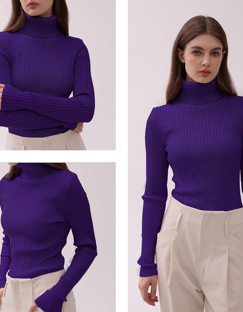 Load image into Gallery viewer, Turtleneck Ribbed Sweaters for Women Cute Sexy Knitted Warm Fitted Sweater
