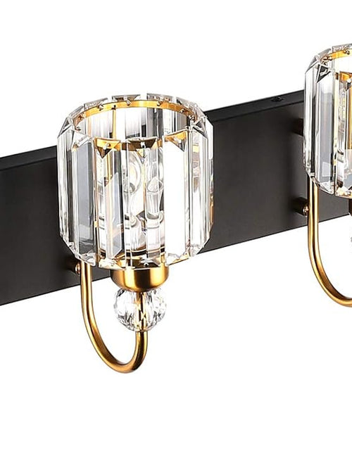 Load image into Gallery viewer, LED Modern Vanity Lights Fixtures 4 Lights Black Vanity Lights Crystal Modern Matte Black Vanity Lights for Bathroom
