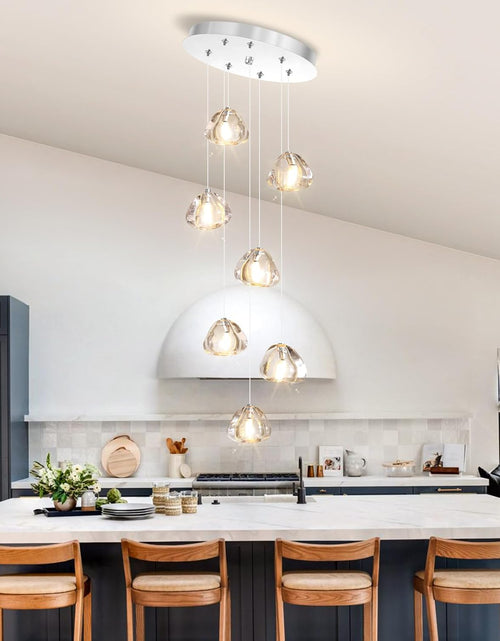 Load image into Gallery viewer, 7-Light Chandeliers for Dining Room LED Light Hanging Ceiling Pendant Light Fixtures for Kitchen Island Modern Crystal Flush Mount Ceiling Lighting for Bedroom Bulbs Included
