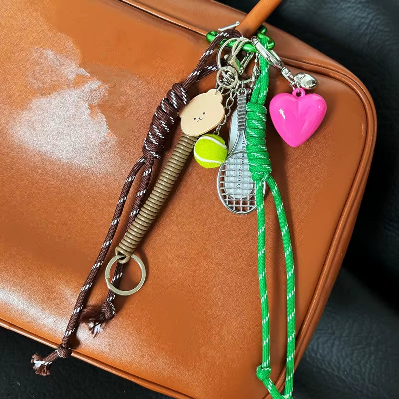 Handmade High-End Baseball Bag Charm Keychain Original Wind Chime Design for Sister Premium Customizable Promotional Carabiner