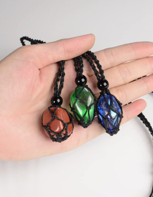 Load image into Gallery viewer, 18 PCS Crystal Cage Necklace Holder Necklace Cord Empty Stone Holder Hand-Woven
