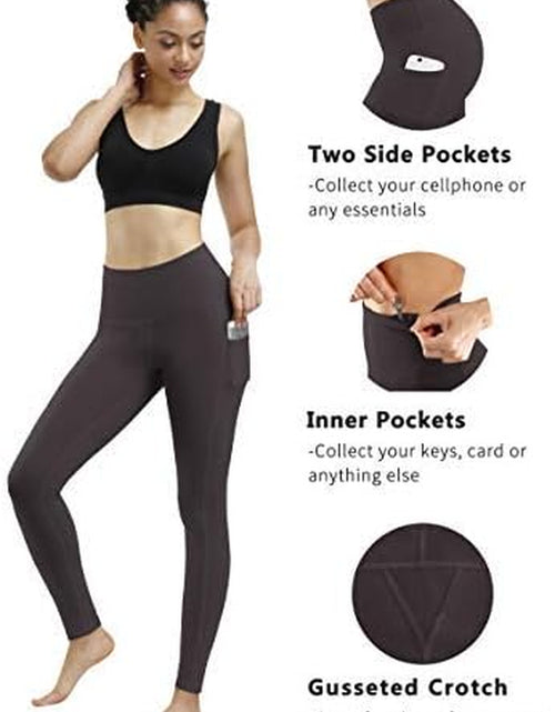 Load image into Gallery viewer, 2 Pack High Waist Yoga Pants, Pocket Yoga Pants Tummy Control Workout Running 4 Way Stretch Yoga Leggings
