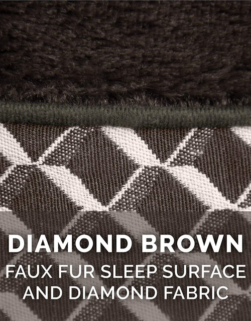 Load image into Gallery viewer, Pillow Dog Bed for Large/Medium Dogs W/ Removable Bolsters &amp; Washable Cover - Plush &amp; Woven Decor Comfy Couch Sofa - Diamond Brown, Large
