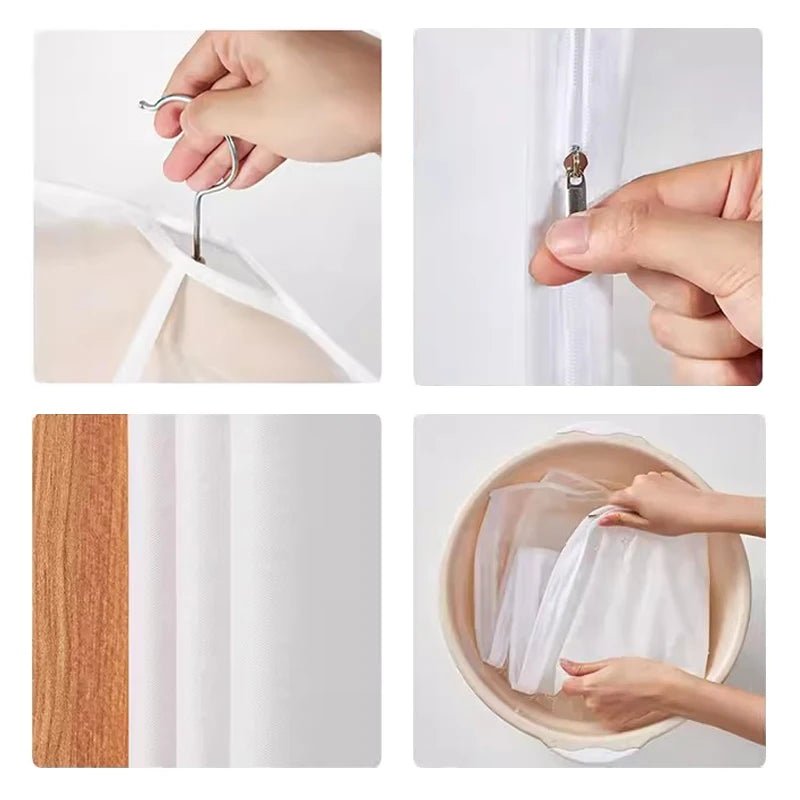 Clothes Hanging Dust Cover Wedding Dress Cover Suit Coat Storage Bag Transparent Fully Enclosed Clothes Cover with Zipper