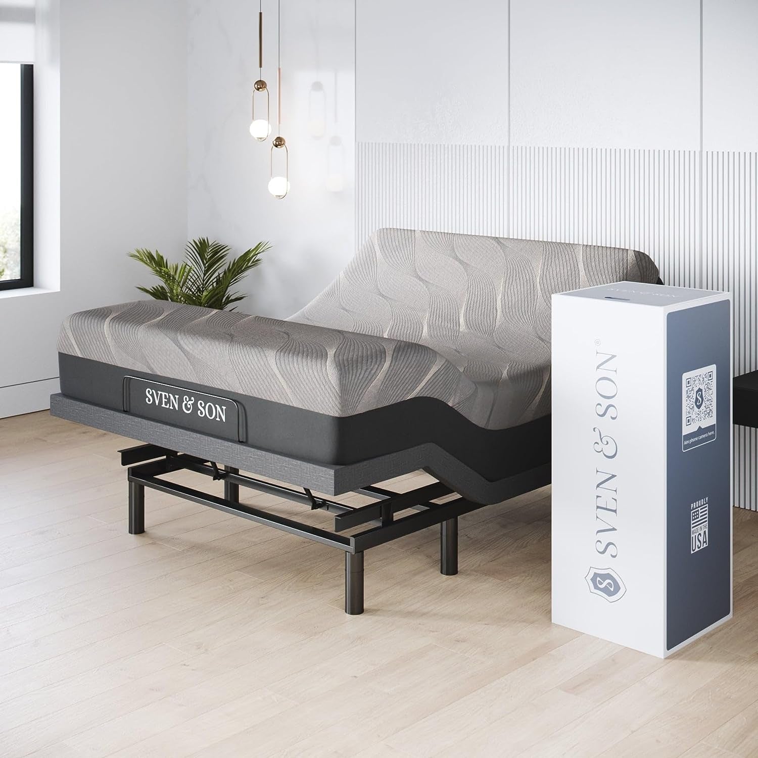Harmony Adjustable Bed Base, Head and Foot Lift, Massage, Under-Bed Lights, USB, Gel Memory, Zero Gravity Smart Frame - Queen + 14 Inch Hybrid Spring Matt (Medium Soft)