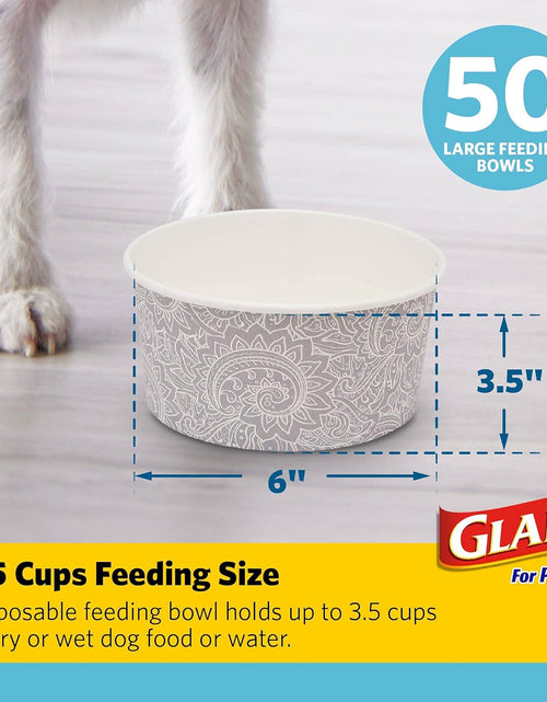 Load image into Gallery viewer, for Pets Disposable Feeding Bowls | Large Disposable Dog Bowls in Gray Pattern | 3.5 Cup Feeding Size, Dog Bowls Are Great for Dry and Wet Dog Food or Water (Pack of 1,25 Count Total)
