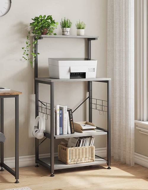 Load image into Gallery viewer, Kitchen Bakers Rack Microwave Stand Kitchen Cart on Wheels Utility Storage Shelf with 10 Side Hooks Kitchen Organizer Shelves with Adjustable Feet
