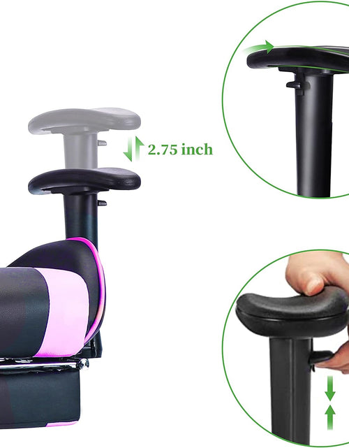Load image into Gallery viewer, Pink Gaming Chair,Computer Chair,Gaming Chair with Footrest,Adjustable Gamer Chair with Headrest and Lumbar Support,Pu Leather Gaming Chair for Adults,Ergonomic Design
