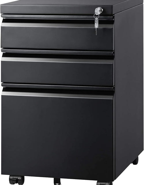 Load image into Gallery viewer, 3 Drawer Mobile File Cabinet under Desk Office, Fully Assembled except Casters, Letter/Legal Size, Black
