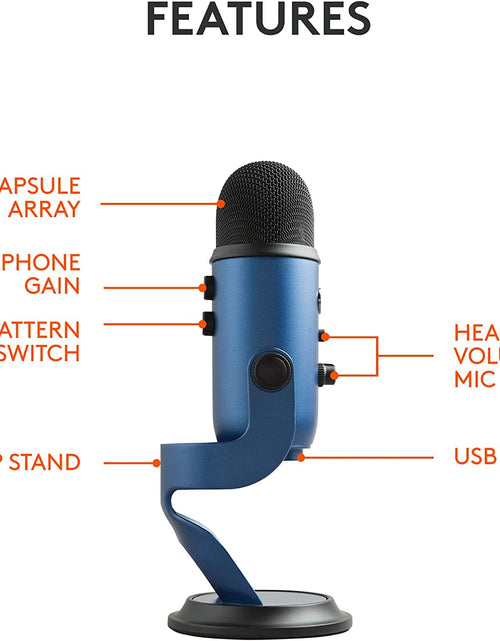 Load image into Gallery viewer, Logitech Creators  Yeti USB Microphone for Gaming, Streaming, Podcast, Youtube, Discord, PC, Studio Sound, Plug &amp; Play-Midnight
