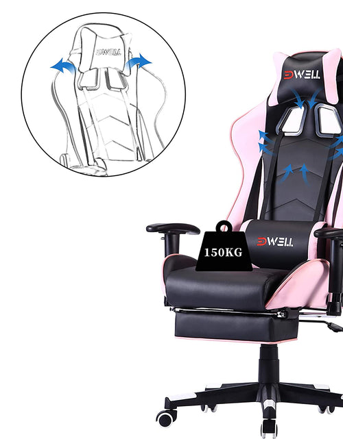 Load image into Gallery viewer, Pink Gaming Chair Ergonomic Computer Chair,Office Chair Gaming Massage Chair Gaming Chair with Footrest(Pink)
