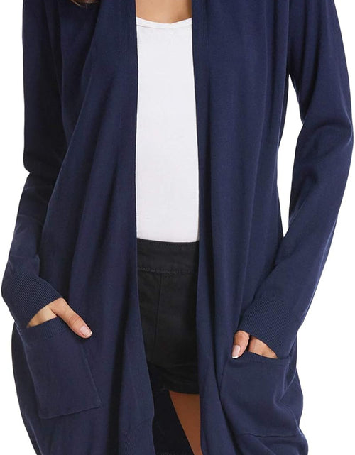 Load image into Gallery viewer, Women Striped Long Sleeve Open Cardigan Sweaters Coat with Pockets
