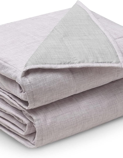 Load image into Gallery viewer, Weighted Blanket — Linen/Cotton Blend Fabric with Premium Glass Beads (Purple/Grey Reversible, 80&#39;&#39;X87&#39;&#39; 15Lbs), Two Persons(70~140Lb) Sharing Use on Queen/King Bed | a Duvet Included …
