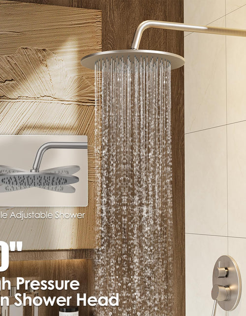 Load image into Gallery viewer, Bathtub Shower Faucet Set, Tub Shower System with 3-Way Shower Valve, High Pressure 10&quot; Rain Shower Head with Handheld Spray Combo, Wall Mounted Rainfall Shower Head Set, Brushed Nickel
