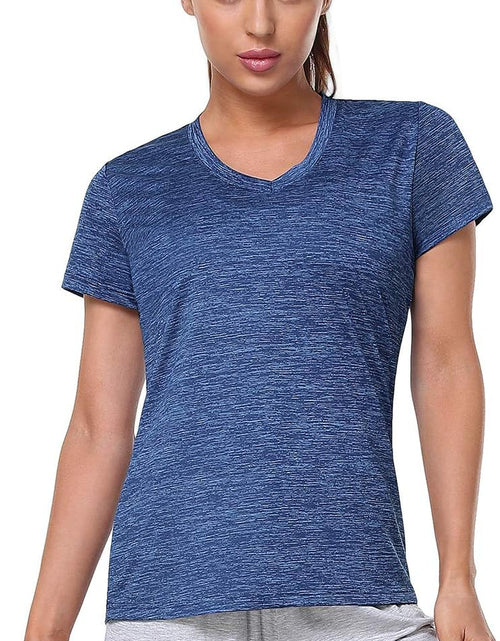 Load image into Gallery viewer, 5-Pack Women&#39;S Short Sleeve Dry Fit T-Shirt Moisture Wicking Athletic V-Neck Tee
