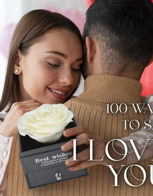 Load image into Gallery viewer, Glamour Boutique Preserved Rose in a Box with I Love You Necklace in 100 Languag
