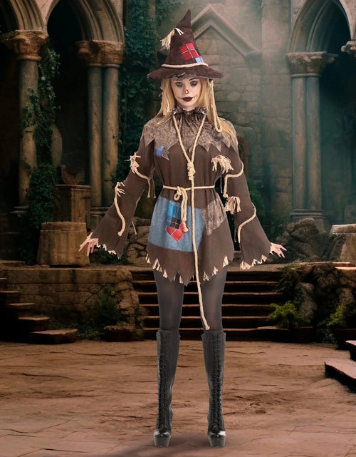 Load image into Gallery viewer, Scary Scarecrow Costume for Adult Women Halloween Dress up Party Cosplay
