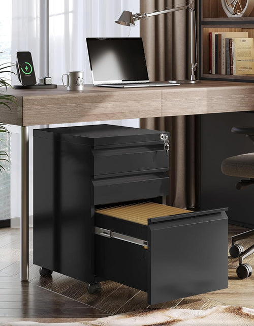 Load image into Gallery viewer, 3 Drawer Mobile File Cabinet under Desk Office, Fully Assembled except Casters, Letter/Legal Size, Black
