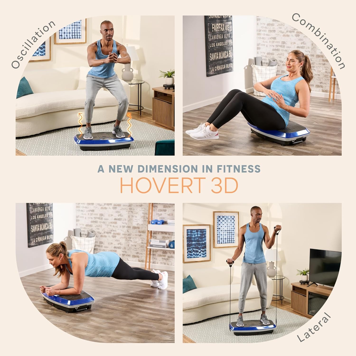 Hovert 3D Heavy Duty Vibration Plate Machine – Sturdy Dual Motor Platform with Lateral & 3D Motion – Full Body Workout for Strength, Balance, Recovery & Circulation