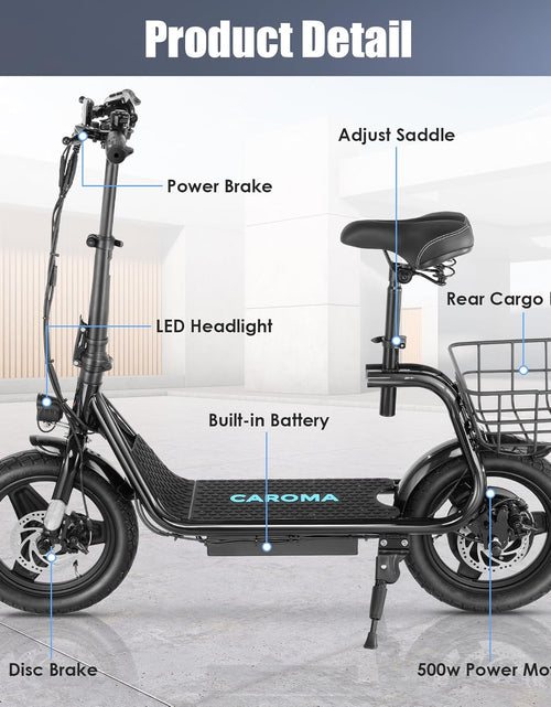 Load image into Gallery viewer, Electric Scooter with Seat, 14&quot; Tire Foldable E-Scooter for Adults, 500/800/1200W Motor, Max 30Miles Ranges&amp;20Mph, Dual Braking Dual Suspension, Stable Triangular Frame, 300Lbs Max Load
