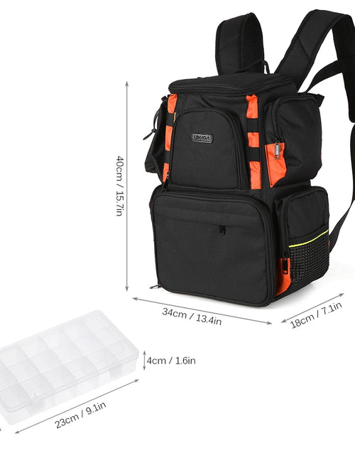 Load image into Gallery viewer, Lixada Fishing Backpack Waterproof Fishing Lures Reel Bag Adjustable Straps Fish Tackle Storage Bag +Fishing Tackle Boxes
