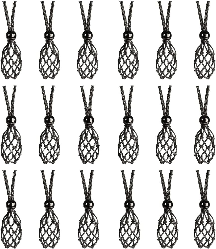 18 PCS Crystal Cage Necklace Holder Necklace Cord Empty Stone Holder Hand-Woven