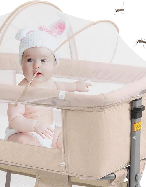 Load image into Gallery viewer, 3In1 Bedside Crib for Girl or Boy, Bedside Sleeper for Baby Portable and Adjustable Crib with Mosquito Net for Newborn Baby,Deep Khaki

