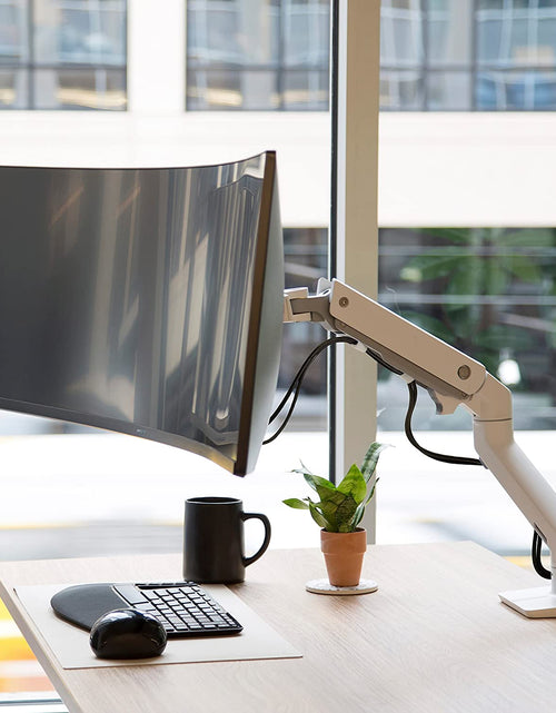 Load image into Gallery viewer, – HX HD Premium Heavy Duty Gaming Monitor Arm, Single Monitor Desk Mount – for 1000R Curved Ultrawide Monitors up to 49 Inches, 28 to 42 Lbs, VESA 75X75Mm or 100X100Mm – HD Pivot, White
