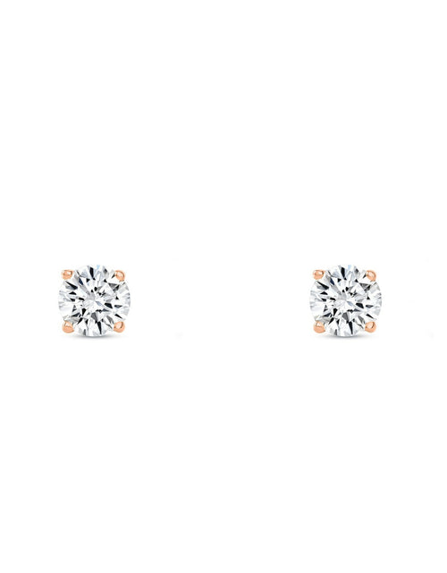 Load image into Gallery viewer, 3/4 Ct round Lab Created Grown Diamond Earrings 14K Rose Gold F/VS Basket Push
