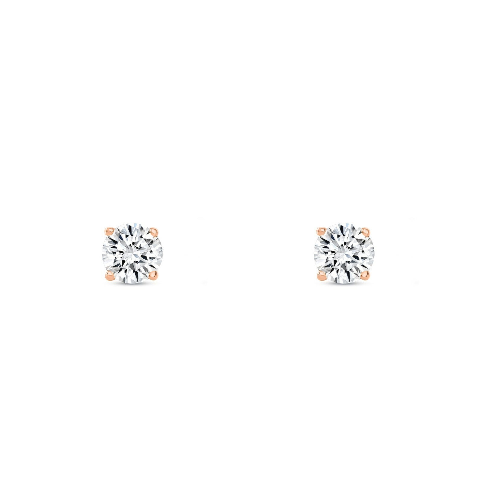 3/4 Ct round Lab Created Grown Diamond Earrings 14K Rose Gold F/VS Basket Push