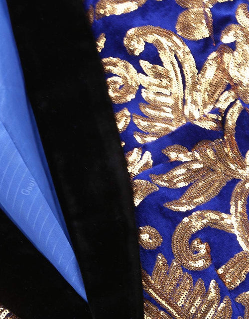 Load image into Gallery viewer, Men Fashion Velvet Sequins Floral Pattern Suit Jacket Blazer
