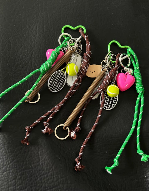 Load image into Gallery viewer, Handmade High-End Baseball Bag Charm Keychain Original Wind Chime Design for Sister Premium Customizable Promotional Carabiner
