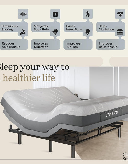 Load image into Gallery viewer, Harmony Adjustable Bed Base, Head and Foot Lift, Massage, Under-Bed Lights, USB, Gel Memory, Zero Gravity Smart Frame - King + 12 Inch Memory Foam Matt (Medium)

