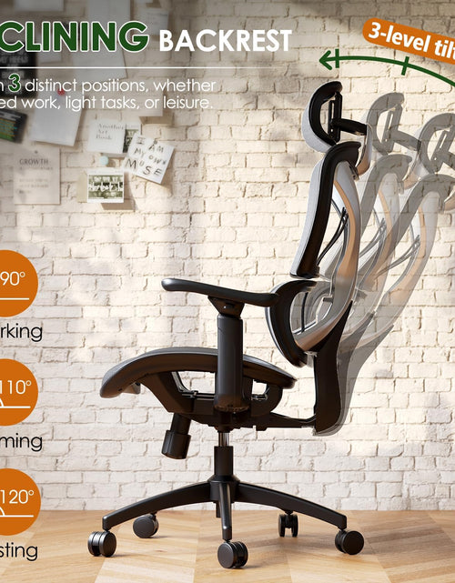 Load image into Gallery viewer, Ergonomic Office Chair, Big and Tall Mesh Chair with Lumbar Support, 3D Armrest - 215° Rotation, Adjustable Headrest &amp; Soft Seat, Durable Desk Chair 350LBS for Work Gaming Computer,Grey
