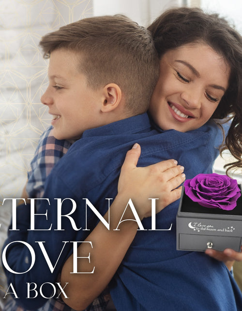 Load image into Gallery viewer, Glamour Boutique Preserved Rose in a Box with I Love You Necklace in 100 Languag
