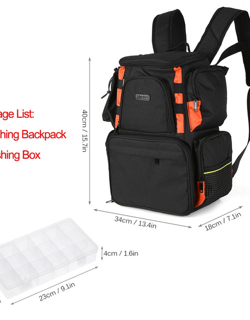 Load image into Gallery viewer, Lixada Fishing Backpack Waterproof Fishing Lures Reel Bag Adjustable Straps Fish Tackle Storage Bag +Fishing Tackle Boxes
