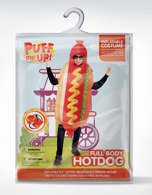 Load image into Gallery viewer, Adult Inflatable Costume, Full Body Hot Dog Inflatable Costume, Food Themed Halloween Costume, Perfect for Halloween Role Playing Party
