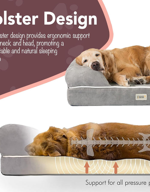 Load image into Gallery viewer, Chester Xx-Large Dog Bed - Orthopedic Memory Foam Mattress, Calming Couch Bed, Wall Rim Pillow, Water Resistant Liner, Washable Cover, Non-Slip Bottom, Grey
