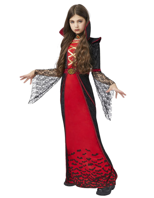 Load image into Gallery viewer, Royal Vampire Costume for Girls, Halloween Gothic Victorian Vampiress Queen Costume for Fancy Party Dress up Cosplay
