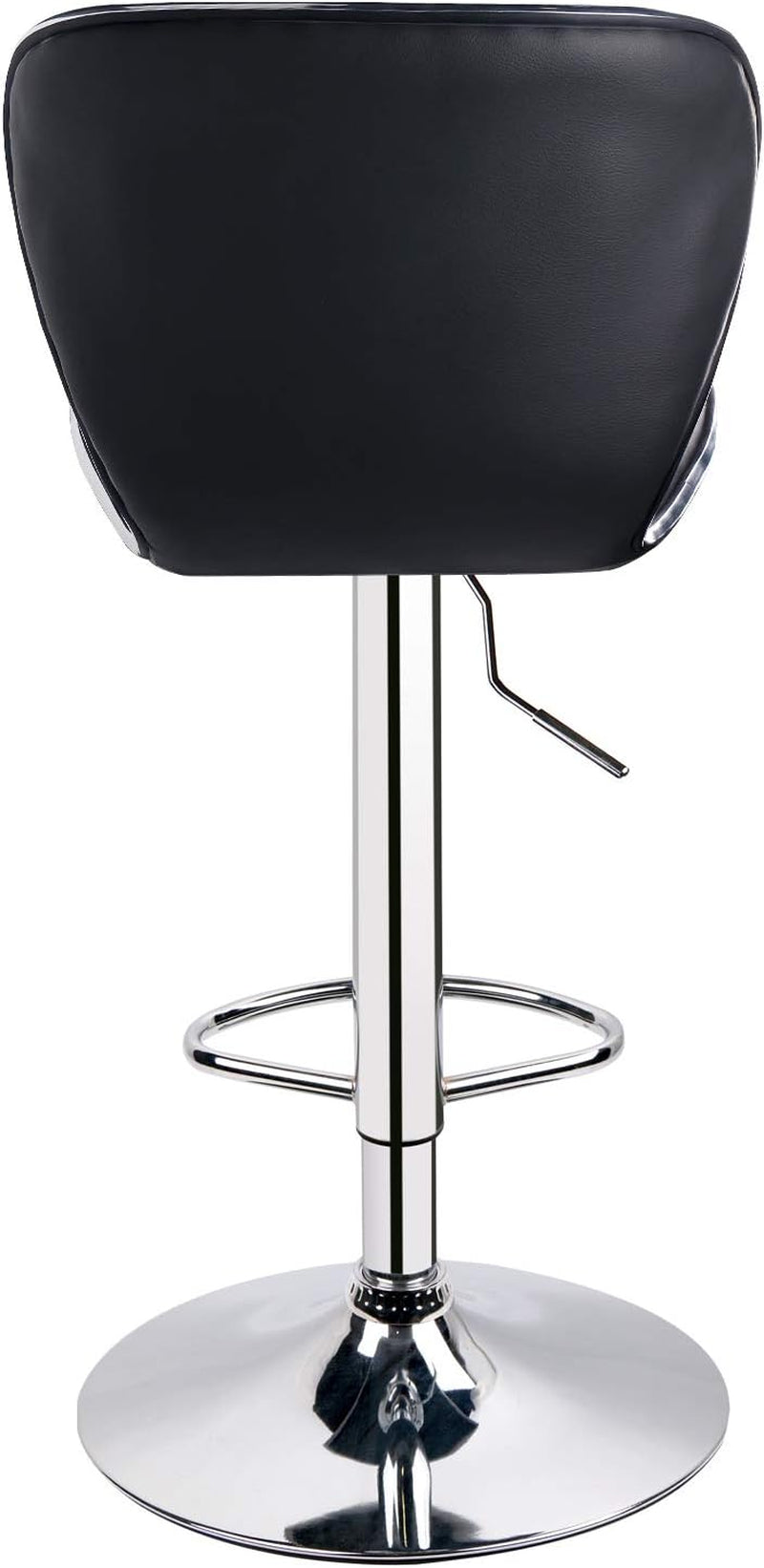 Leader Shell Back Bar Stools Set of 2, Adjustable Bar Stool with Back, Swivel Barstools (Black)