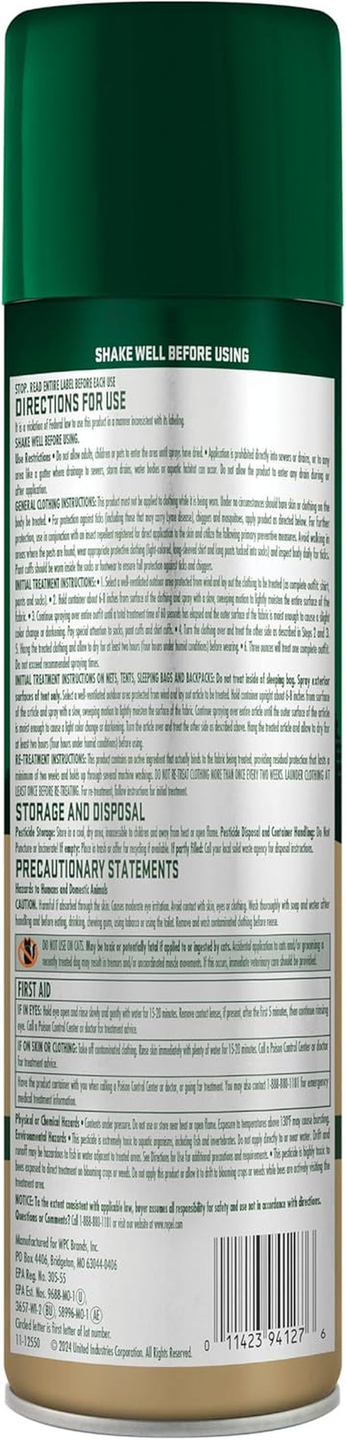 Permethrin Clothing & Gear Insect lent, Use on Outdoor Gear, Tents and Sleeping Bags, s Mosquitoes, Ticks, Mites, (Aerosol Spray), 6.5 Fl Oz (Pack of 6)