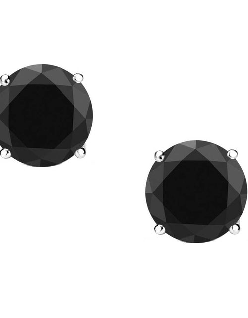 Load image into Gallery viewer, 6 Ct round Cut Black Earrings Studs Solid Real 950 Platinum Push Back Basket
