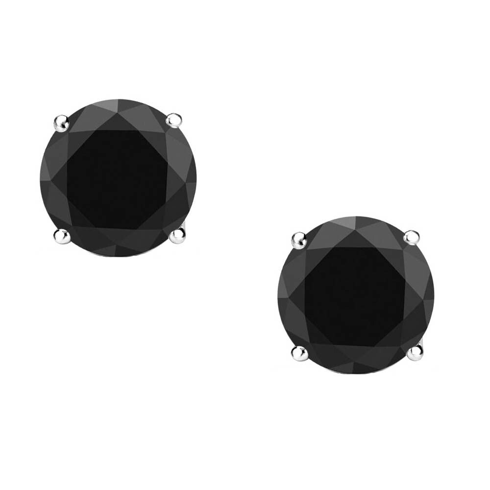 6 Ct round Cut Black Earrings Studs Solid Real 950 Platinum Push Back Basket