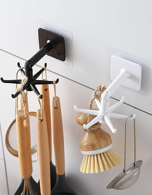 Load image into Gallery viewer, Self-Adhesive Kitchen Hooks for Hanging 360° Rotating, Waterproof Utility Hook Kitchen Towel Hooks Suction Cup Hook Holder for Bathroom Home, Stick on Wall Door Cabinet Hook for Hanging (White)
