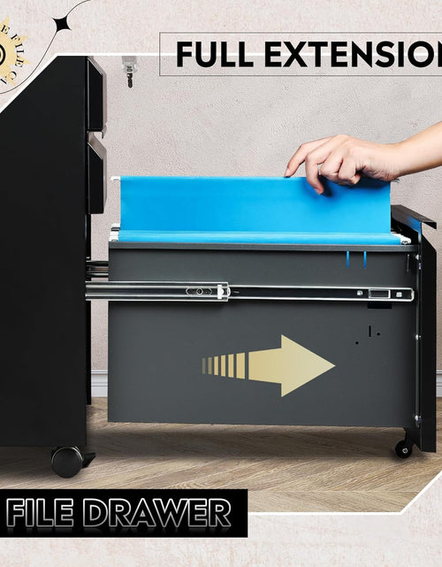 Load image into Gallery viewer, 3 Drawer Mobile File Cabinet under Desk Office, Fully Assembled except Casters, Letter/Legal Size, Black
