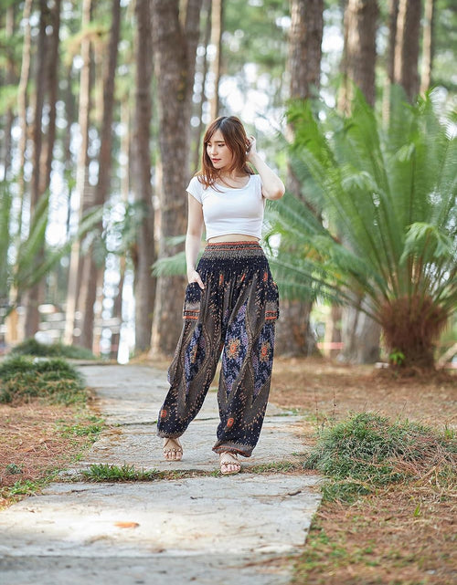 Load image into Gallery viewer, Women&#39;S Smocked Waist Boho Flowy Yoga Harem Pants Hippie Clothes
