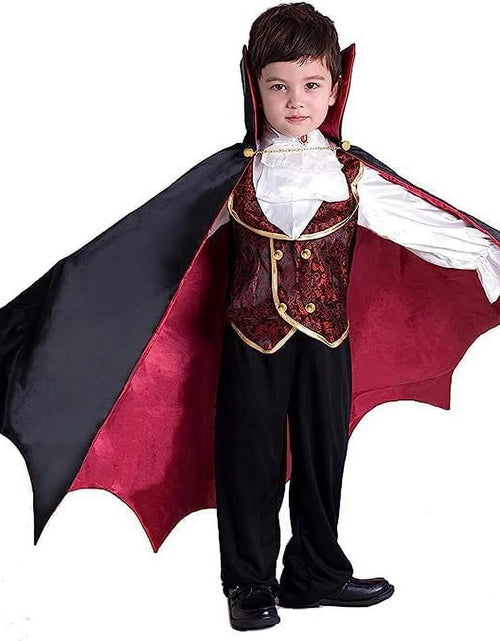 Load image into Gallery viewer, Gothic Vampire Costume Kids, Toddler Vampire Costume Halloween Vampire Costume, Vampire Costume for Boys, Halloween Party Dress up (3-4Yrs)
