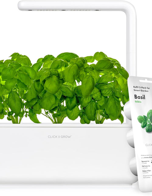 Load image into Gallery viewer, Indoor Herb Garden Kit with Grow Light | Smart Garden for Home Kitchen Windowsill | Easier than Hydroponics Growing System | Vegetable Gardening Starter (3 Basil Pods Included), White
