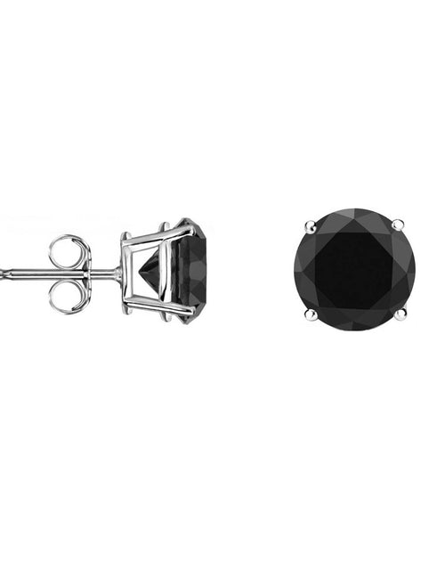Load image into Gallery viewer, 6 Ct round Cut Black Earrings Studs Solid Real 950 Platinum Push Back Basket
