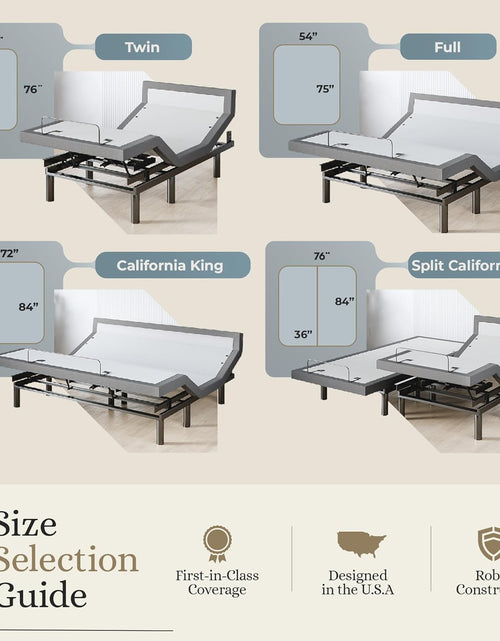 Load image into Gallery viewer, Harmony Adjustable Bed Base, Head and Foot Lift, Massage, Under-Bed Lights, USB, Gel Memory, Zero Gravity Smart Frame - Full
